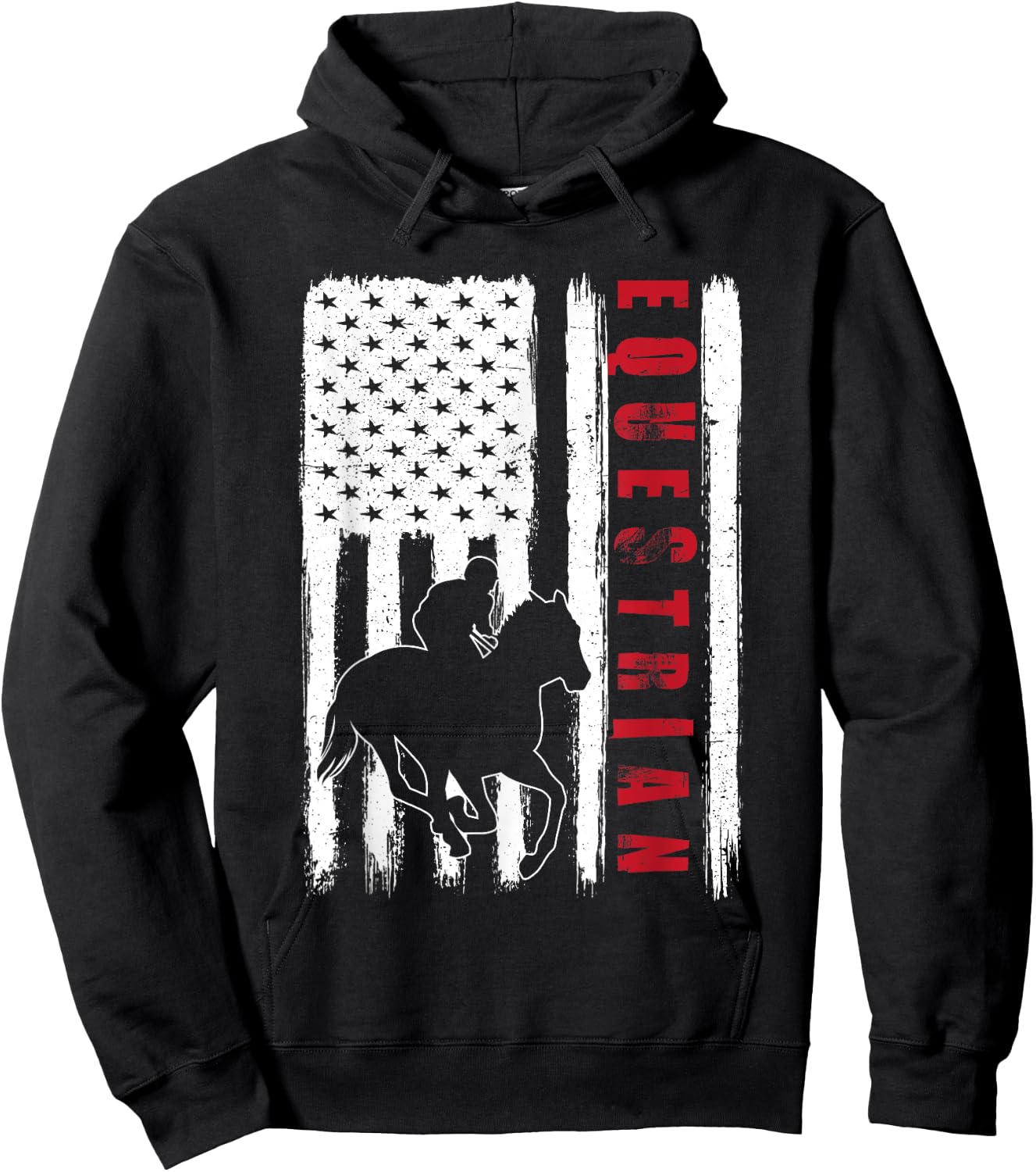 USA Equestrian team American flag US Horses rider men women Hoodie - Hoodie | Black
