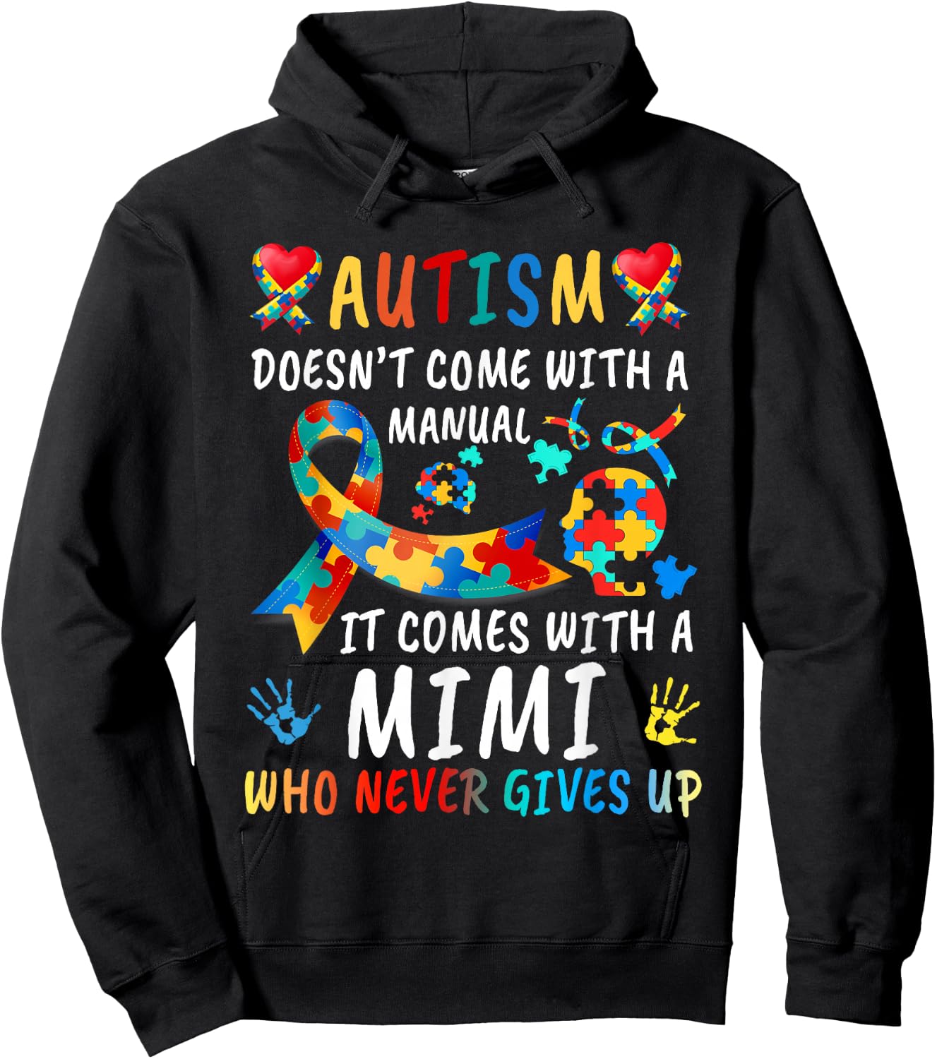 Autism Doesn't Come With A Manual Mimi Love Autistic Kids Hoodie - Hoodie | Black