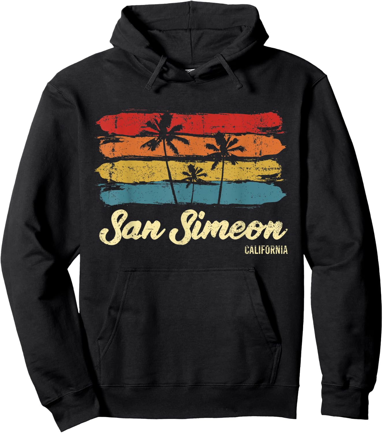Vintage San Simeon California Palm Trees CA Retro Hoodie - Hoodie | Black