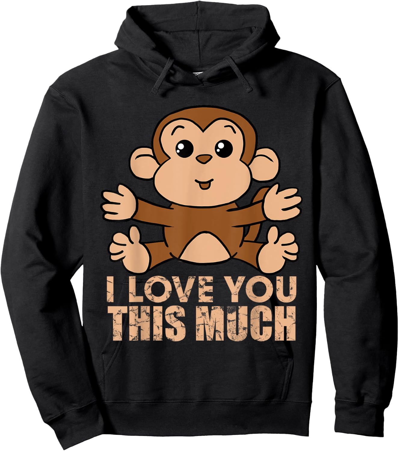 Monkey I Love You This Much Valentine's Day Gift Hoodie - Hoodie | Black