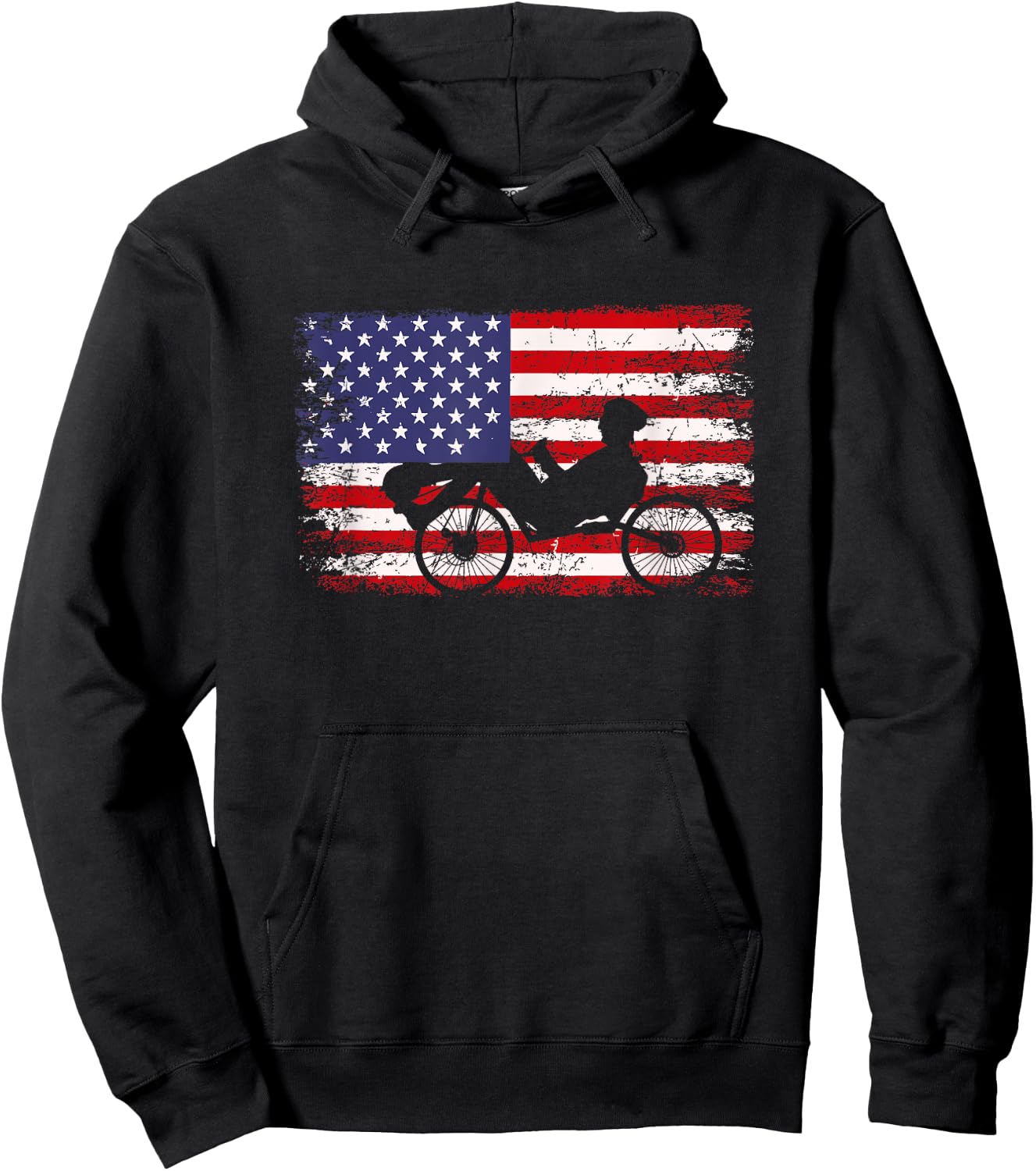 Recumbent Bike American Flag, Recumbent Bike Hoodie - Hoodie | Black