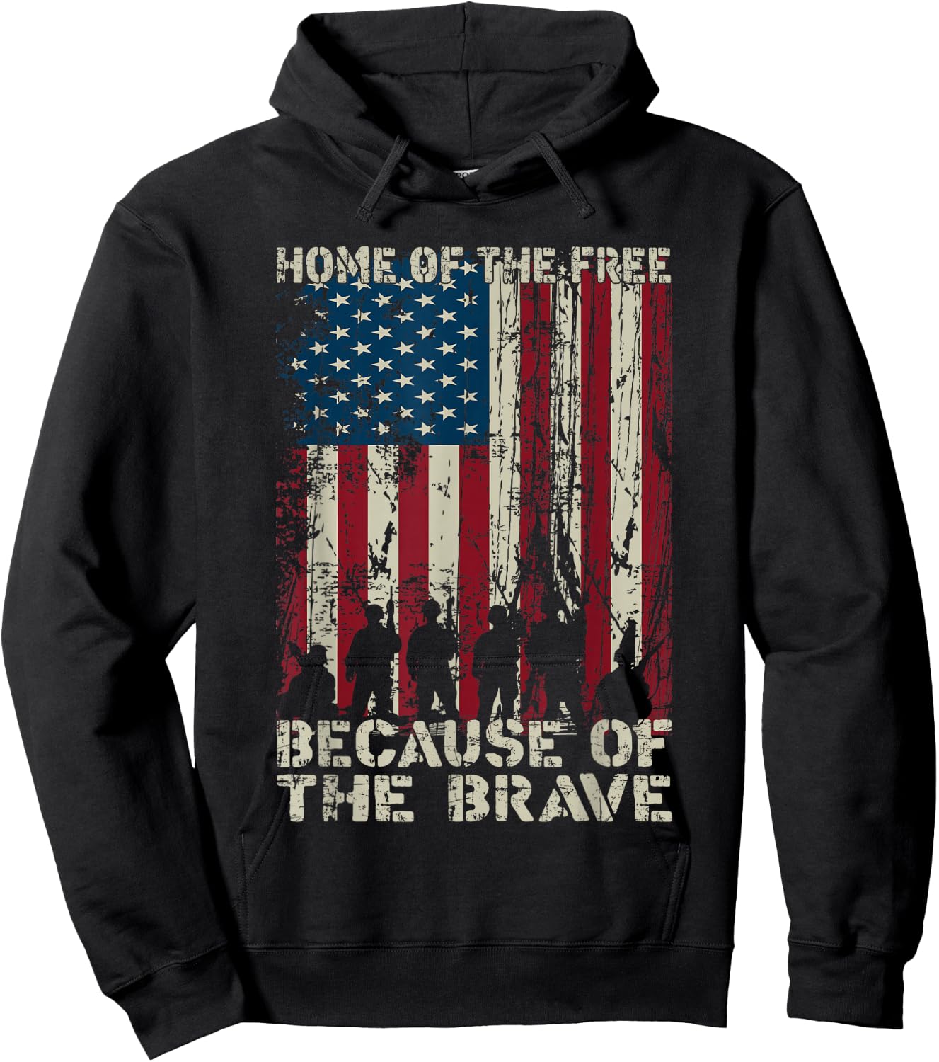 Home Of The Free Because Of The Brave American Flag Gift Hoodie - Hoodie | Black