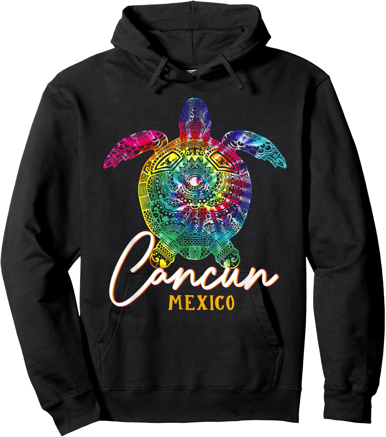 Cancun Tie Dye Sea Turtle Mexico Matching Family Vacation Hoodie - Hoodie | Black