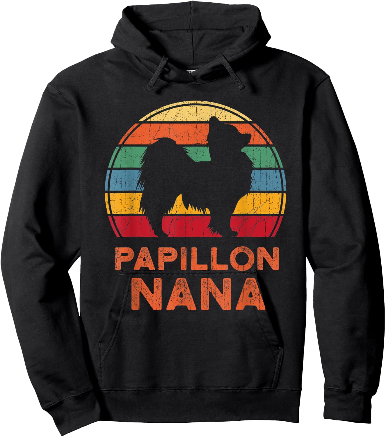 Retro Style Papillon Grandma Dog Nana Grandmother Pet Owner Men Women Hoodie - Hoodie | Black