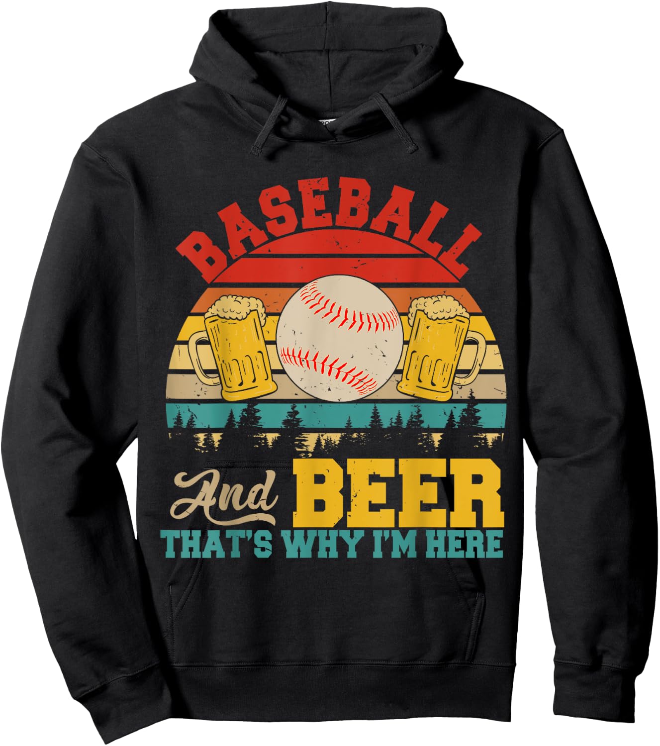 Vintage Retro Baseball And Beer That's Why I'm Here Lover Hoodie - Hoodie | Black