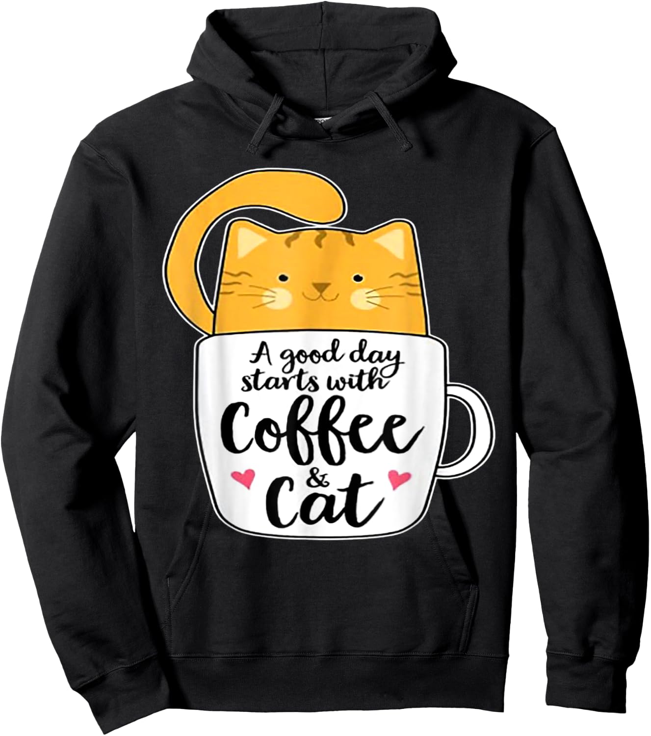 A Good Day Starts With Coffee And Cat Women Hoodie - Hoodie | Black