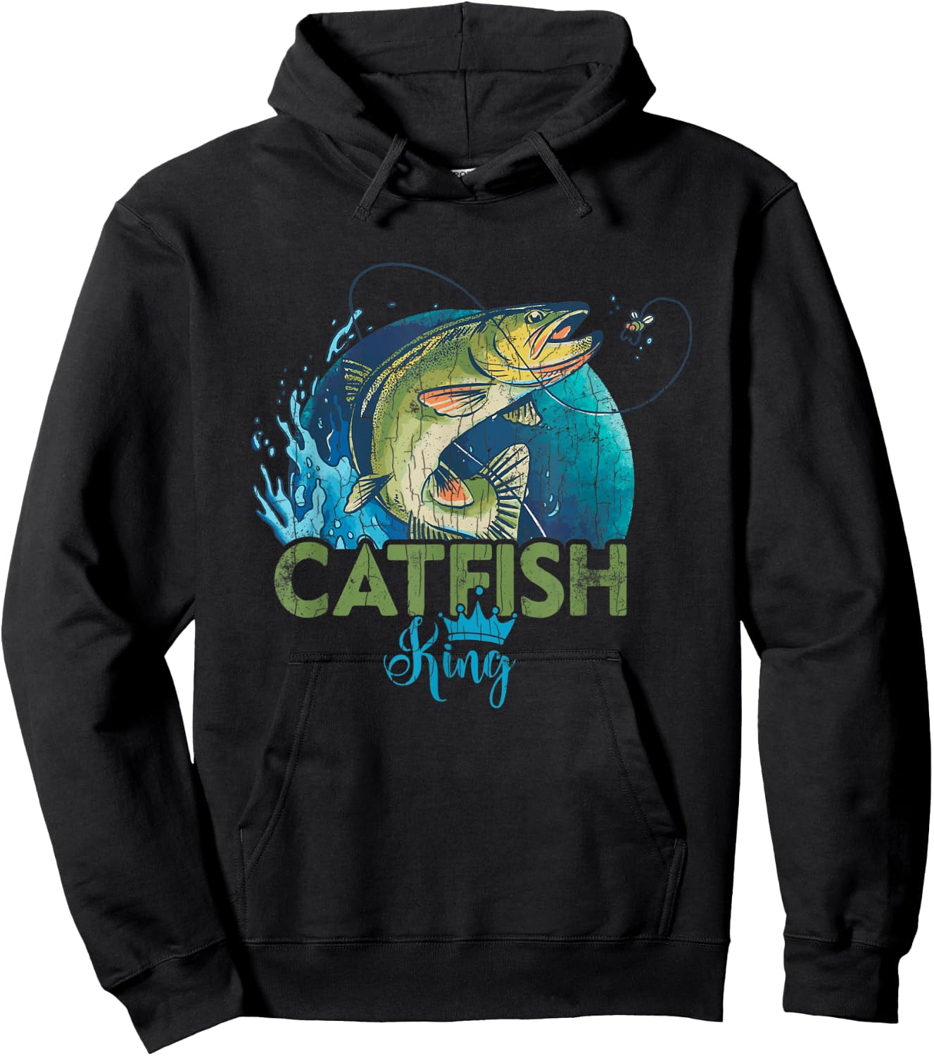 Catfish King Funny Fishing Lover Catfishing Graphic Hoodie - Hoodie | Black