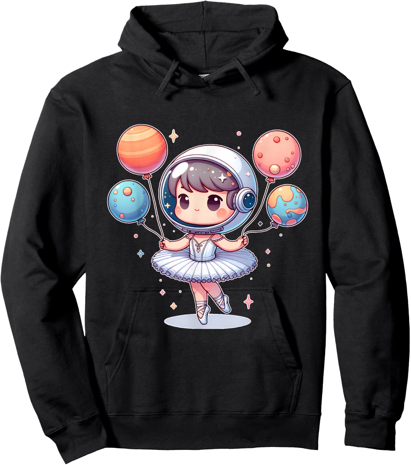 Cute ballerina girl space astronaut funny space ballons Hoodie - Hoodie | Black