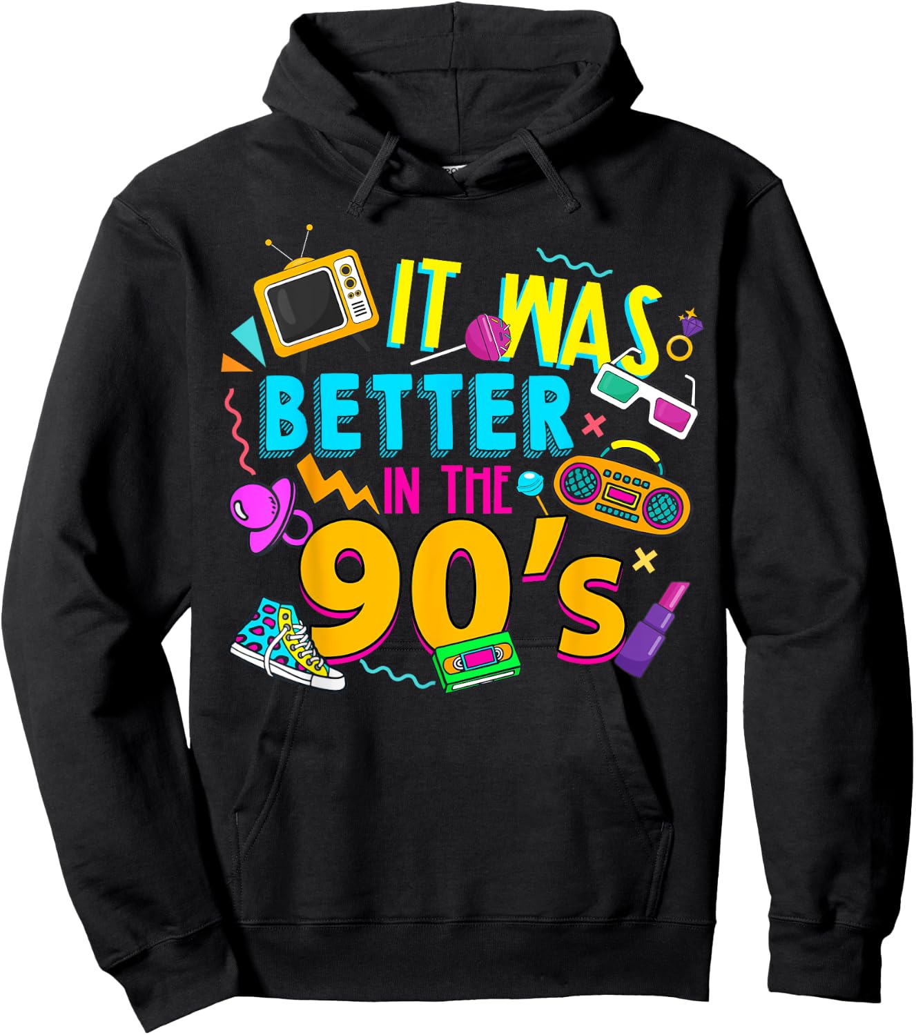 Made In The 90’s 1990s Birthday It Was Better In The 90's Hoodie - Hoodie | Black