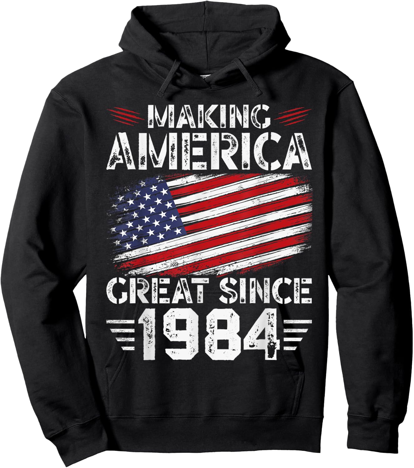 Making America Great Since 1984 American Flag Birthday Women Kids Men Hoodie - Hoodie | Black