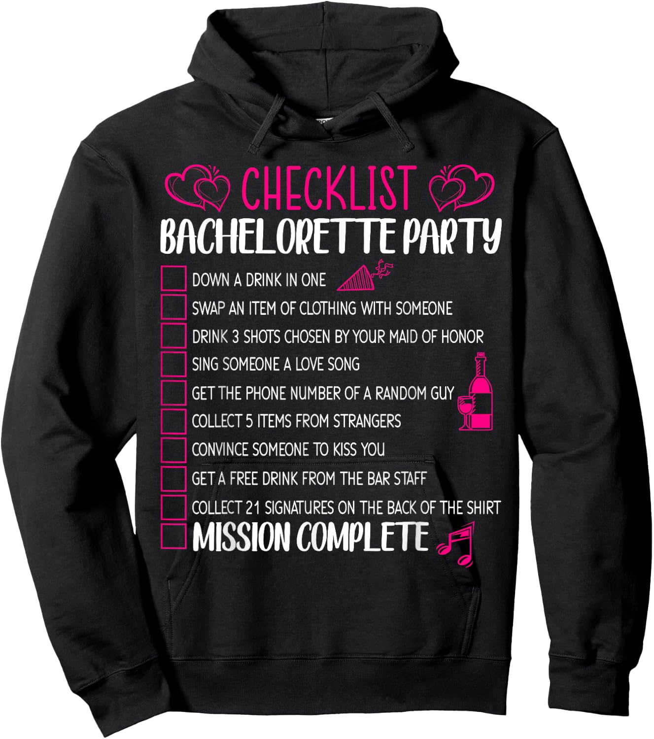 Bachelorette Party Checklist Hen Night Matching Bride Outfit Hoodie - Hoodie | Black