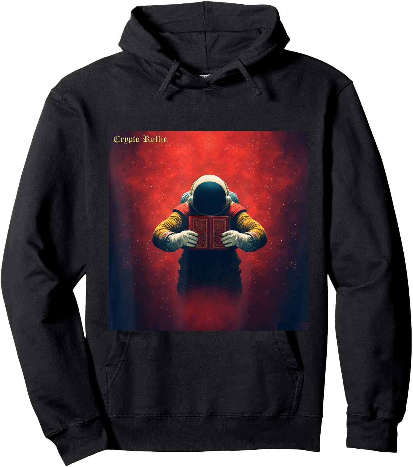 Red Astronaut Reading in Space Hoodie - Hoodie | Black
