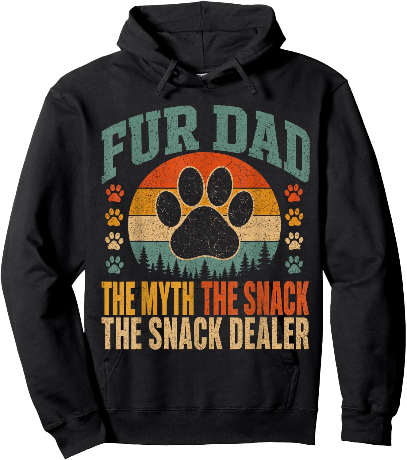 Fur Dad The Myth The Snack Dealer Funny Dog Paw Hoodie - Hoodie | Black