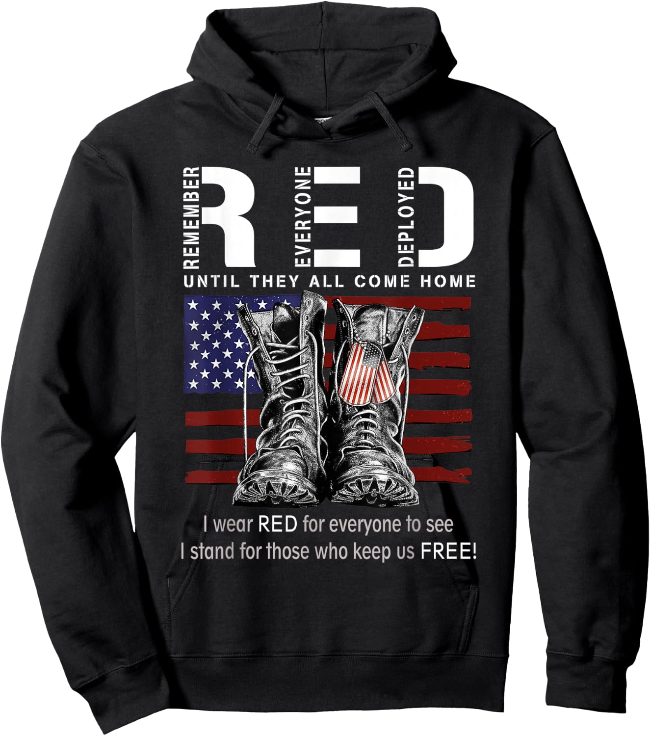 Red Until They All Come Home USA Flag Hoodie - Hoodie | Black