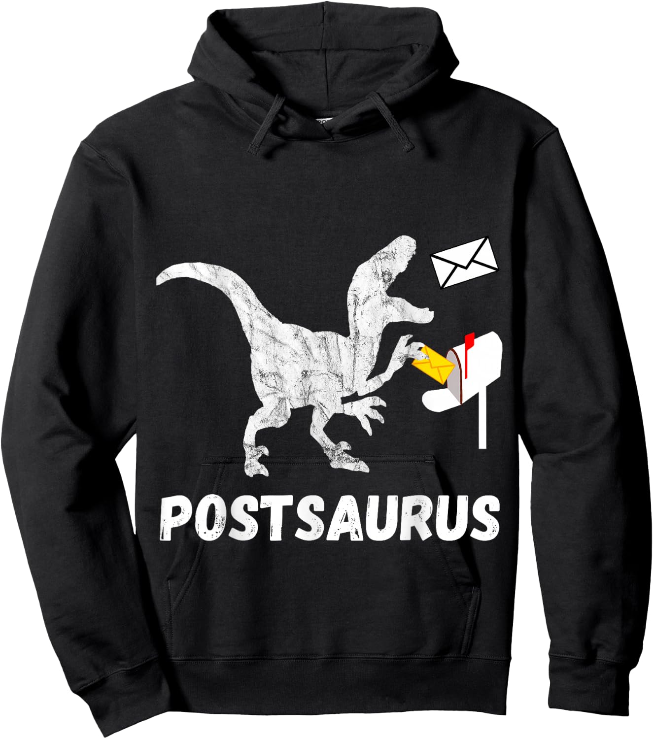 Post Saurus Postman Post Dinosaur Mail Carrier T Rex Hoodie - Hoodie | Black