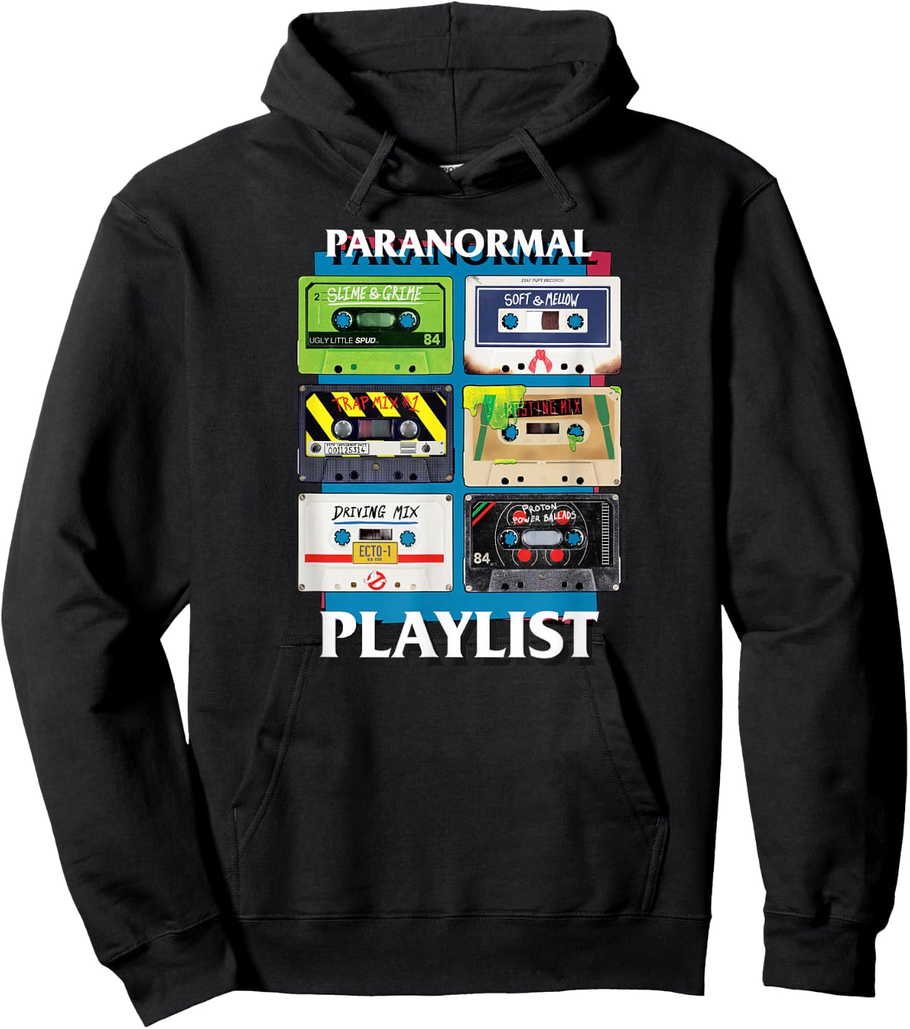Ghostbusters Paranormal Playlist Cassettes Retro Movie Hoodie - Hoodie | Black