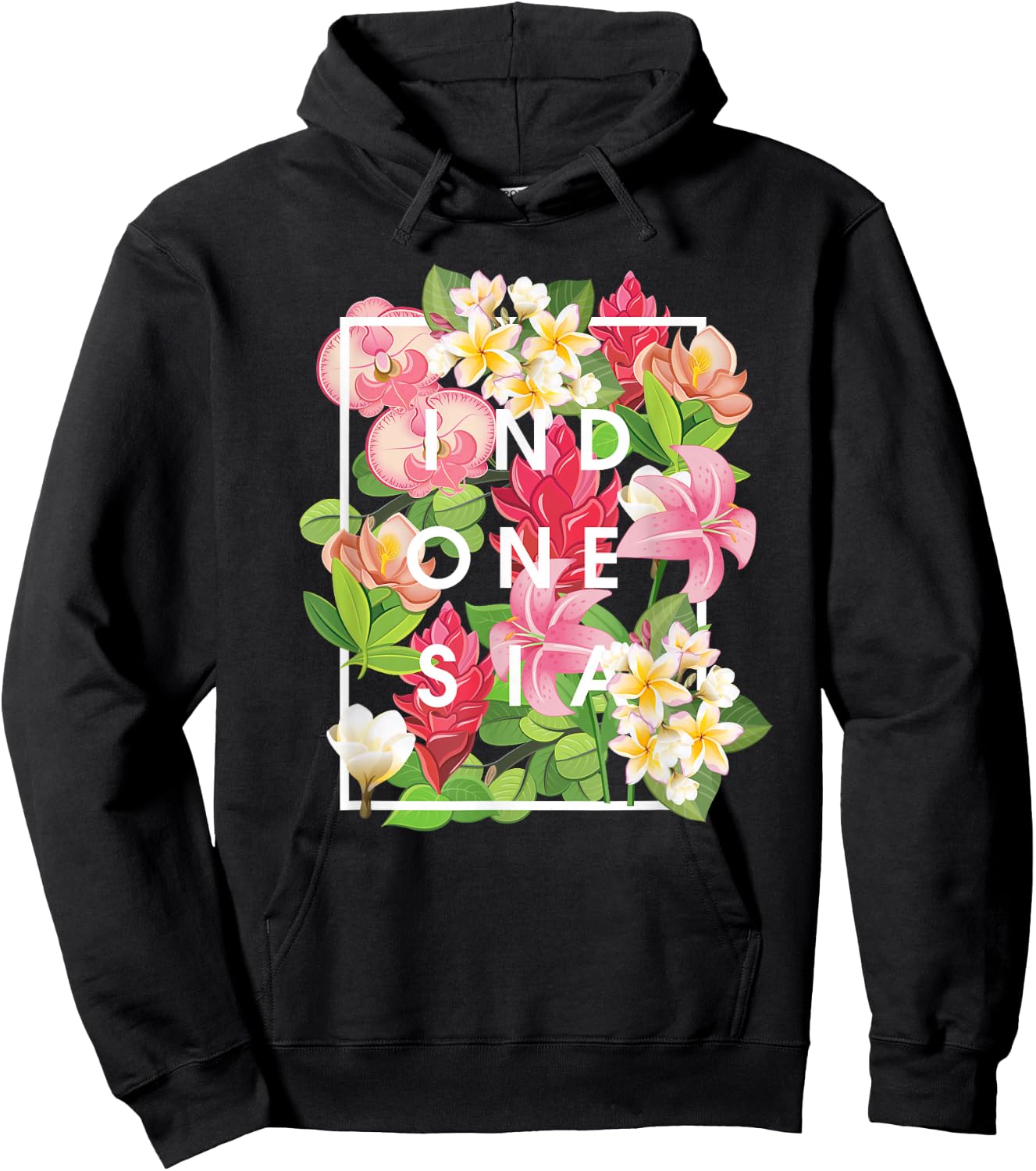 Flowers of Indonesia Word Art - Indonesian Pride Hoodie - Hoodie | Black