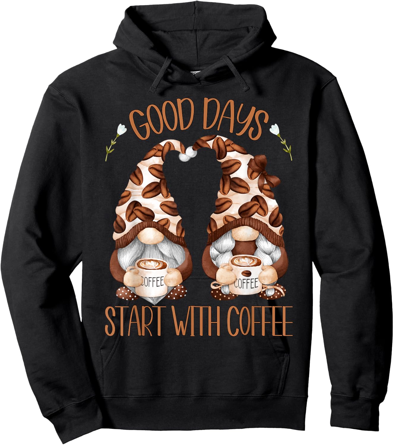Cute Coffee Gnomes Who Loves Coffee & Gnomies Hoodie - Hoodie | Black