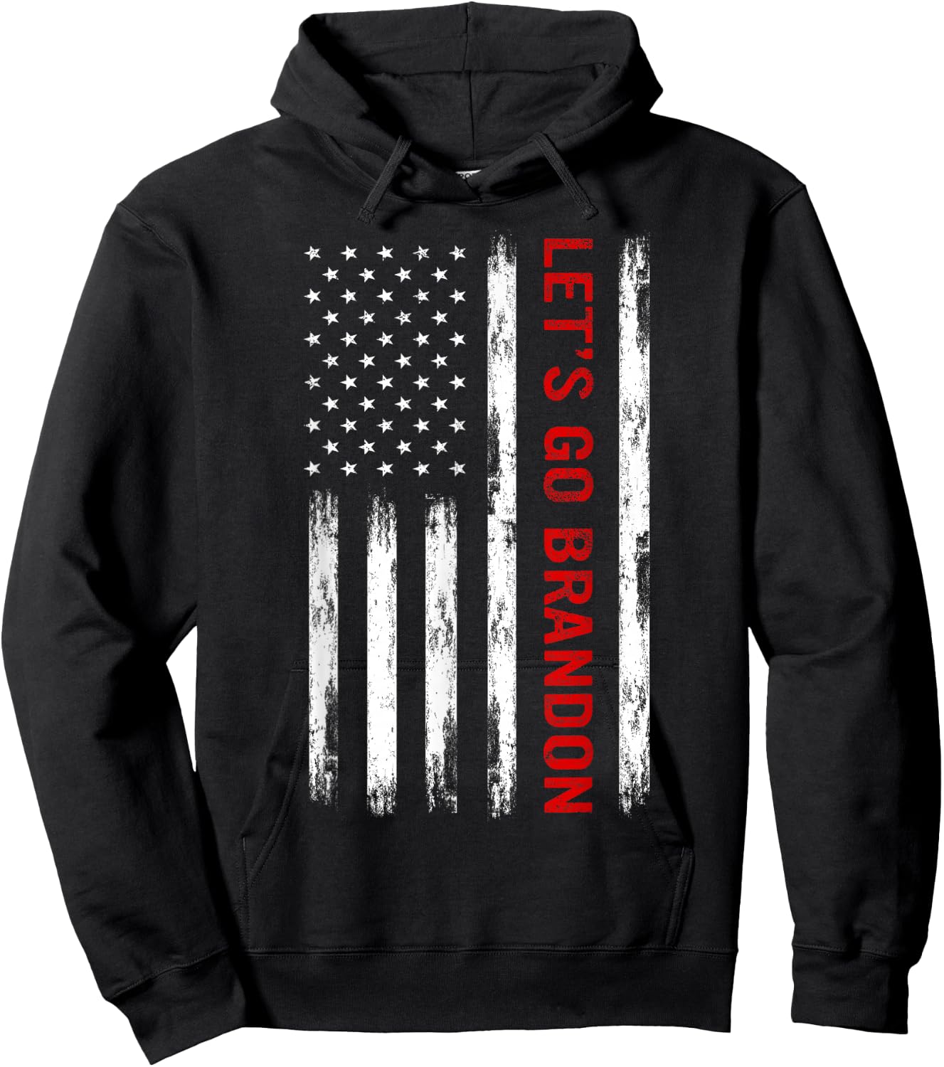 Let's Go Brandon American Flag Funny Trendy Meme Sarcastic Hoodie - Hoodie | Black