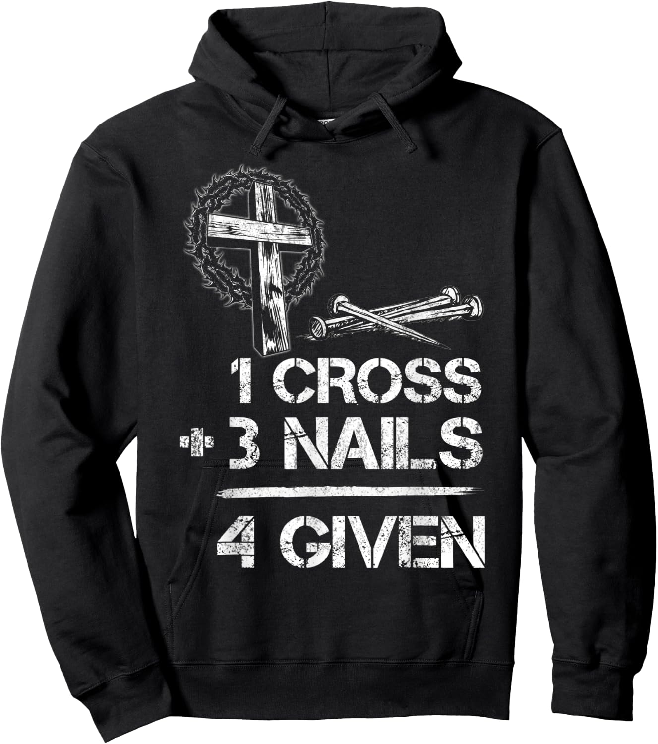 1 Cross 3 Nails Forgiven Christian Faith Cross Jesus Hoodie - Hoodie | Black