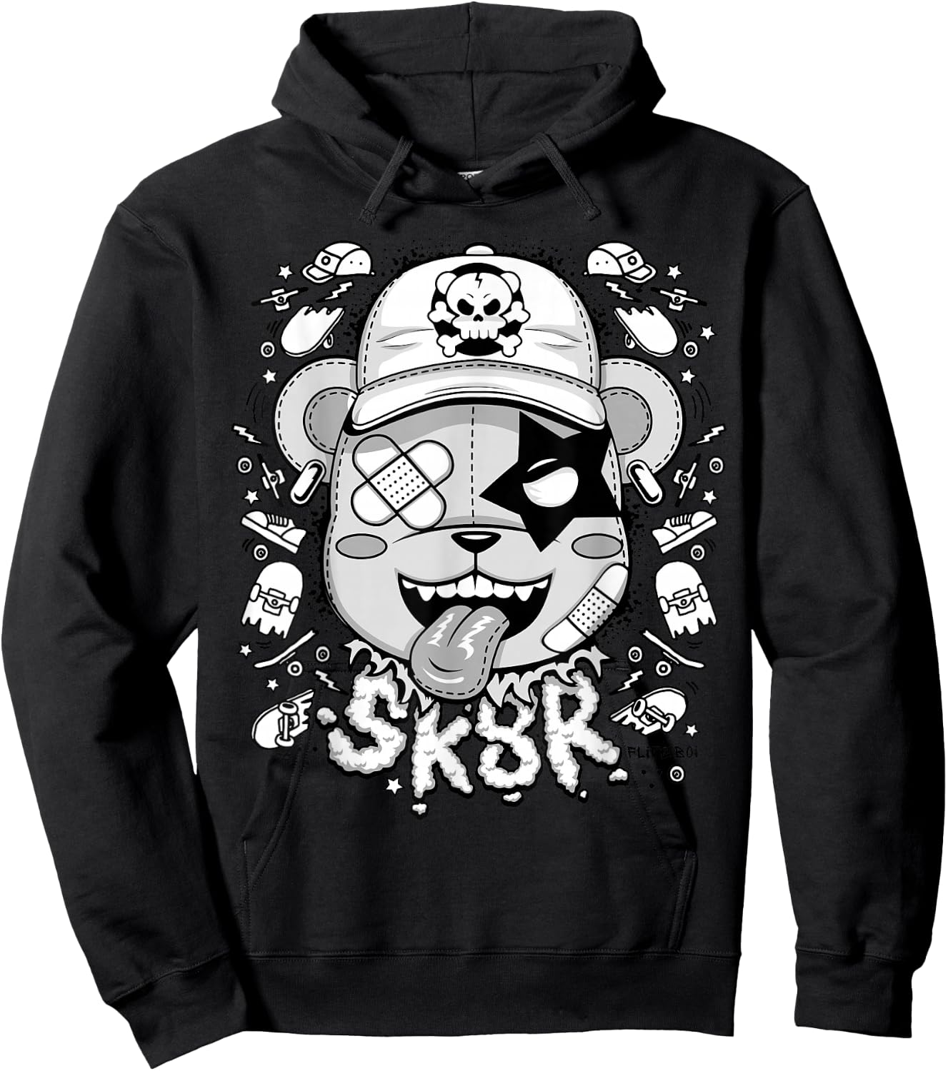 Urban - Graffiti Puppy Skater Sk8r Graphic Hoodie - Hoodie | Black