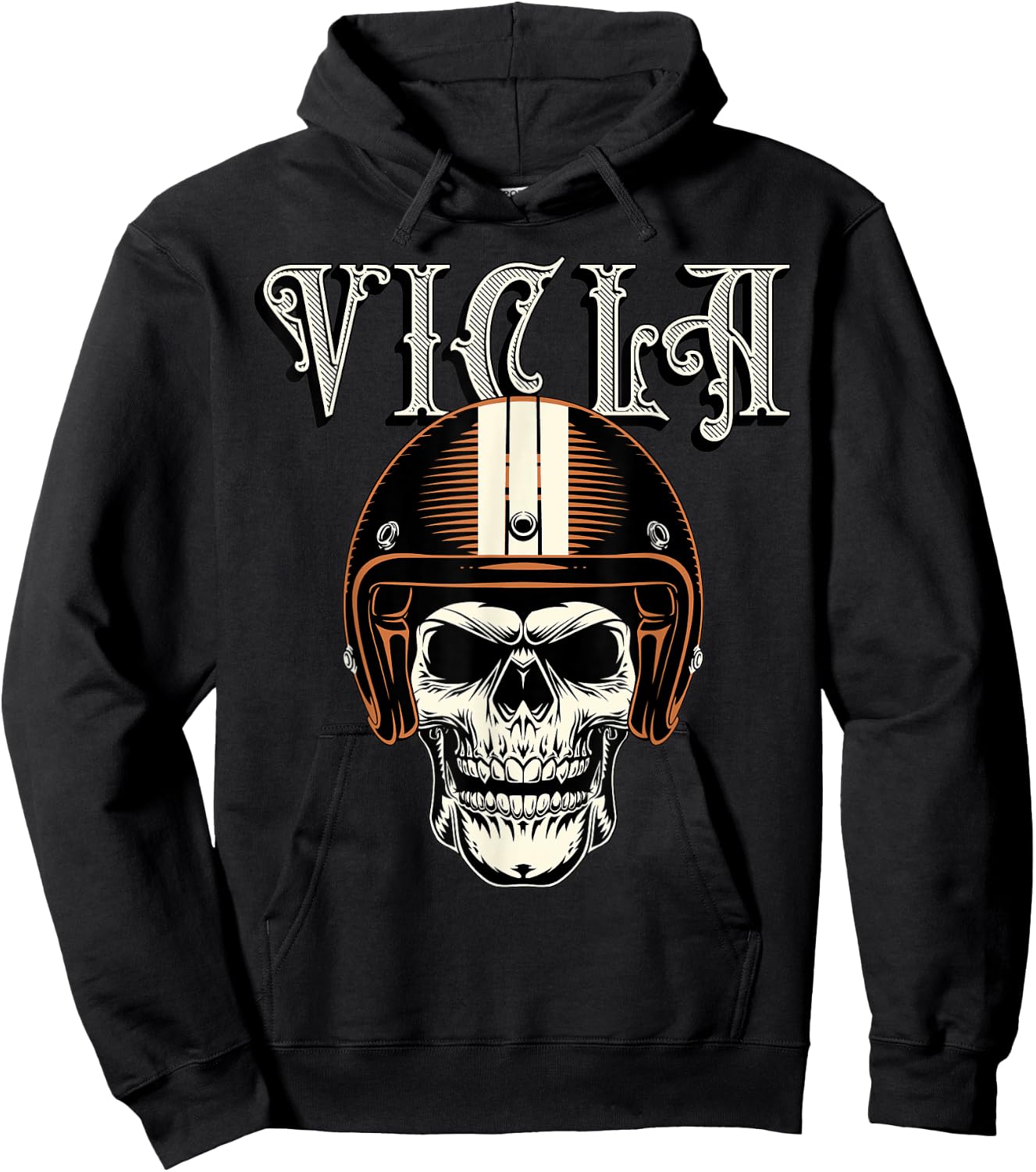 Vicla Gangster Biker Skull Motorcycle Rider Design Hoodie - Hoodie | Black