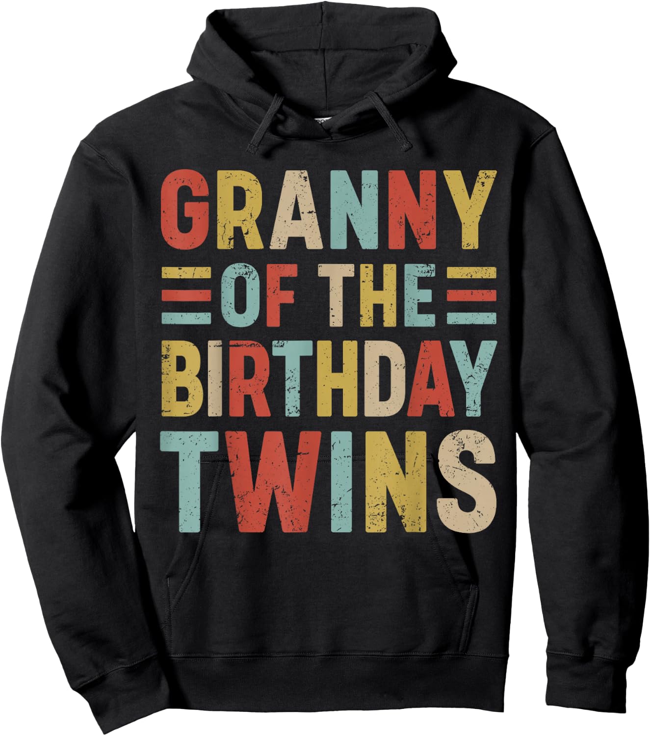 Granny of The Birthday Twins Family Matching Bday Party Hoodie - Hoodie | Black