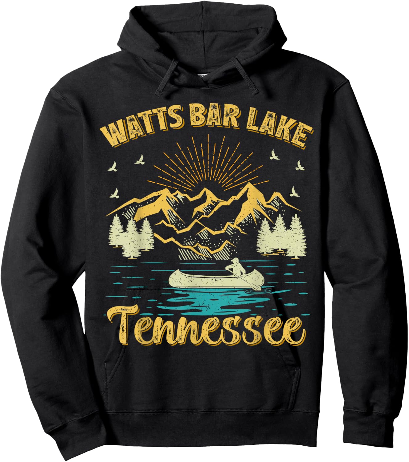 Summer Vacation Retro Mountain Tennessee Watts Bar Lake Women Kids Hoodie - Hoodie | Black