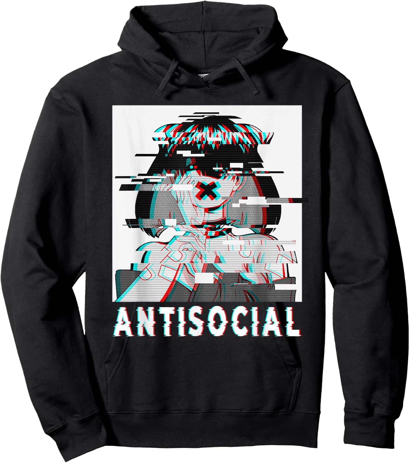 Antisocial Anti Social Anime Goth Girl Vaporwave Glitch 90s Hoodie - Hoodie | Black