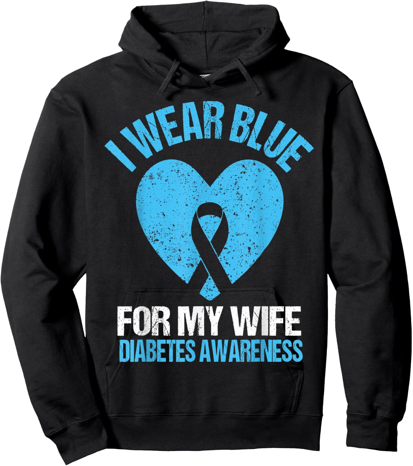 I Wear Blue For My Wife T1D Diabetes Awareness Men Husband Hoodie - Hoodie | Black