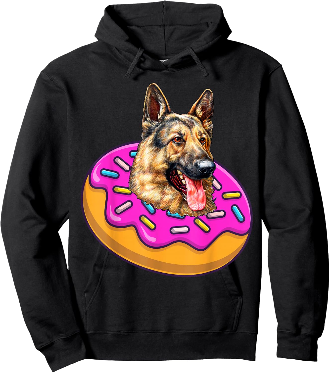 Funny German Shepherd Dog Donut Doughnut Lovers Bakers Kids Hoodie - Hoodie | Black