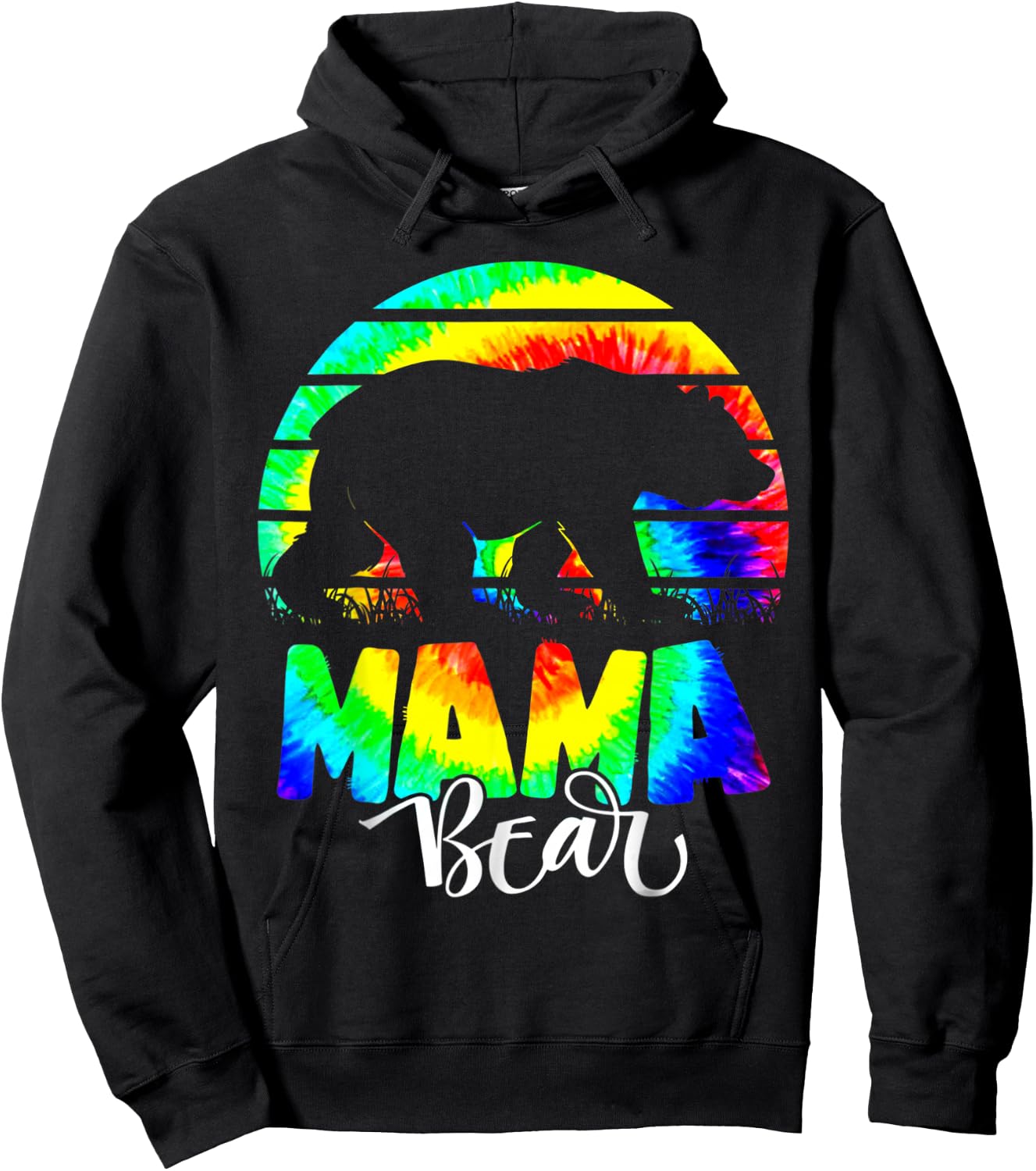 Mama Bear Tie-Dye Mother Mom Mommy Mother's Day Hoodie - Hoodie | Black