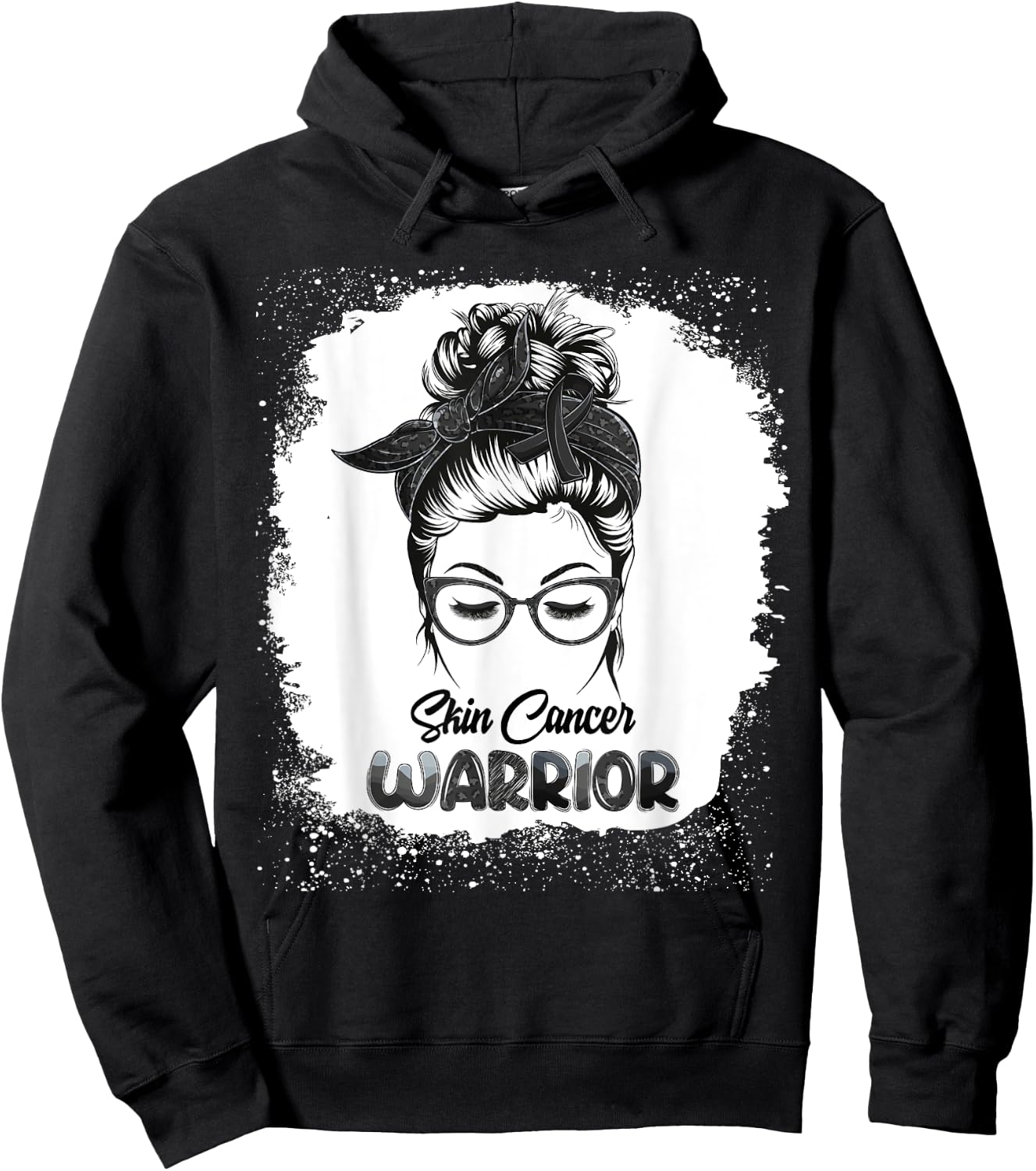 Skin Cancer Warrior Bleached Messy Bun Survivor Believe Hoodie - Hoodie | Black