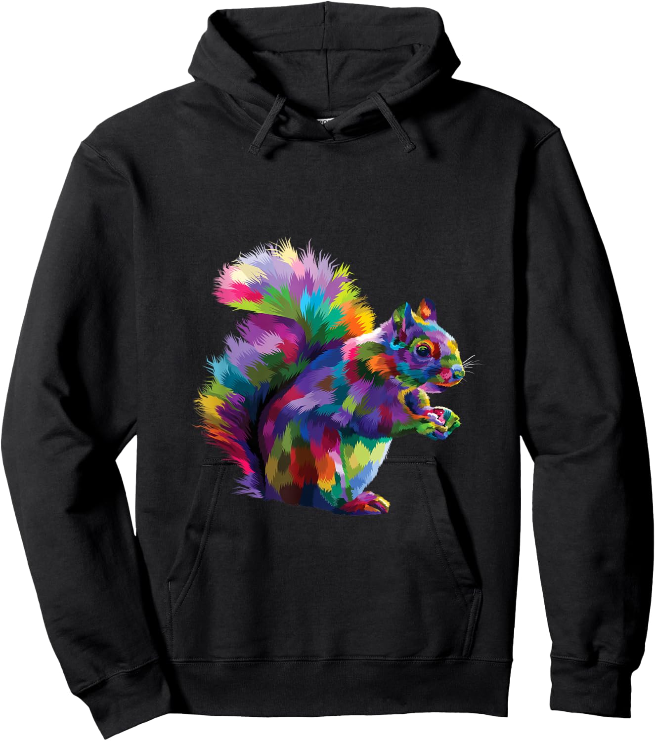 Cute Rainbow Squirrel Vibrant Forest Squirrel Tribute Hoodie - Hoodie | Black