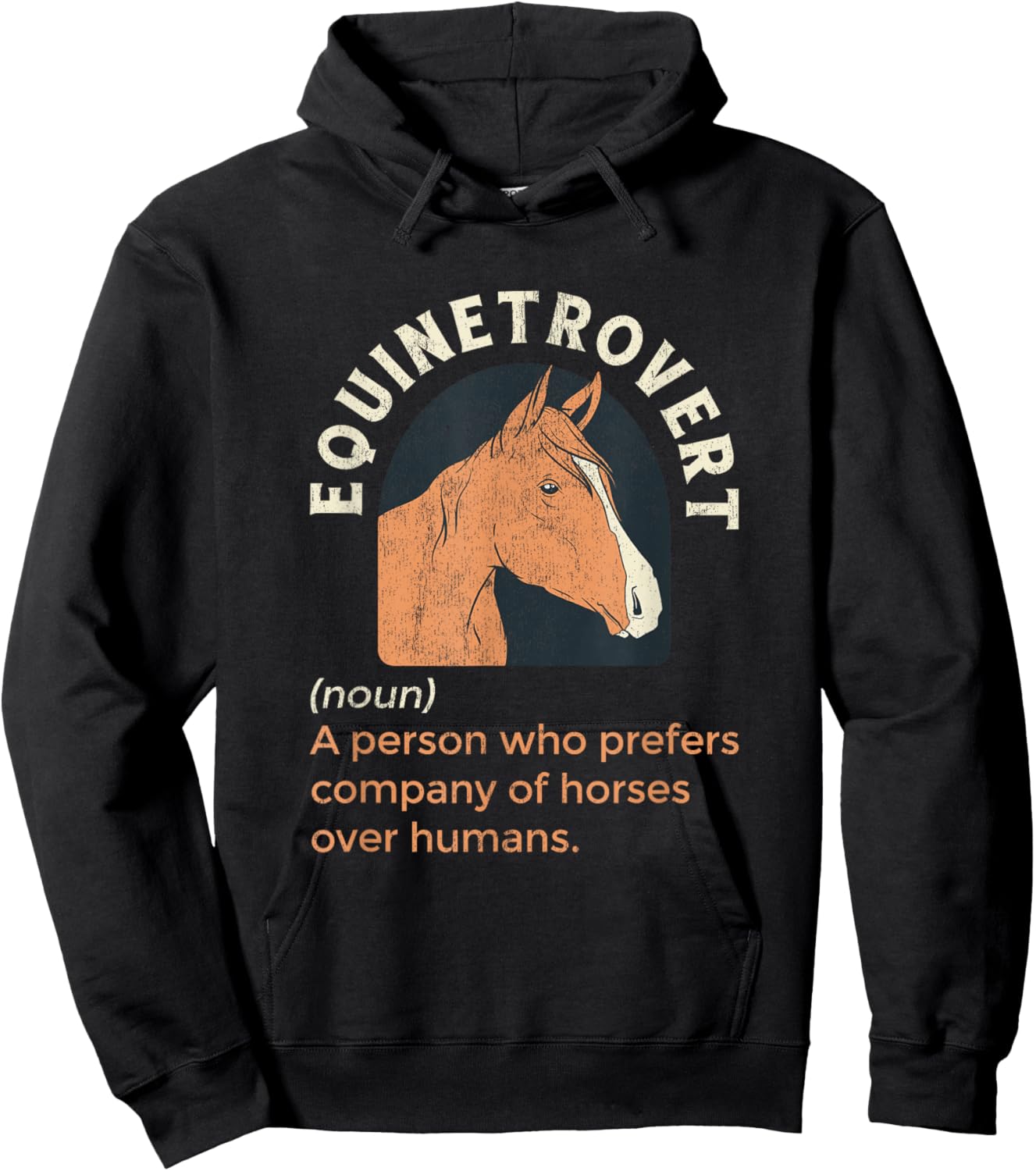 Equinetrovert Definition Equestrian Horse Lover Hoodie - Hoodie | Black