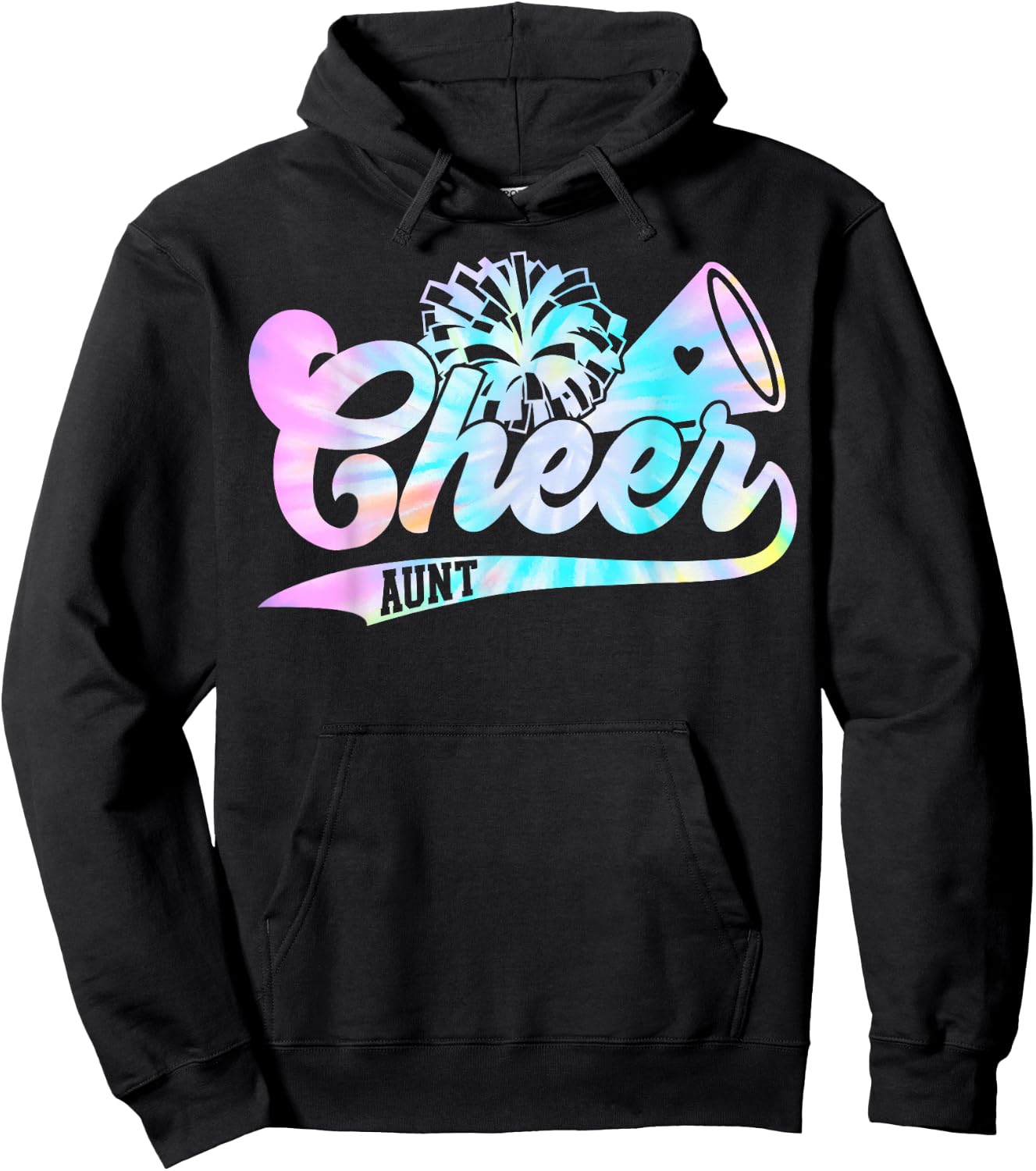 Tie Dye Cheer Aunt Cheerleading for Cheerleader Squad BFF Hoodie - Hoodie | Black