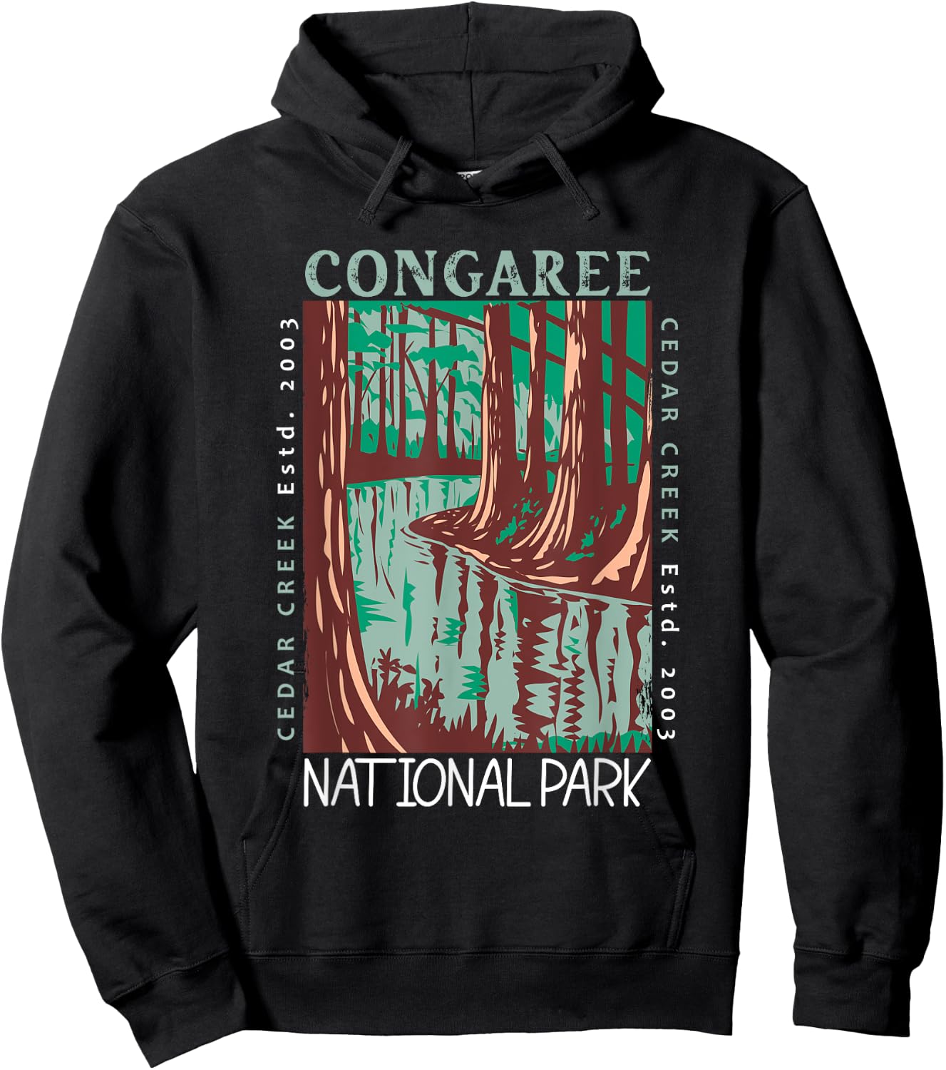 Congaree National Park South Carolina Distressed Vintage Hoodie - Hoodie | Black