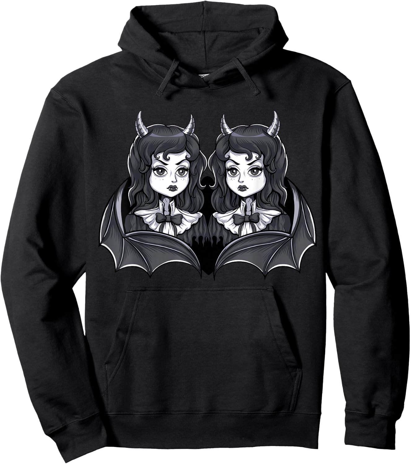 Gothic Victorian Siamese Twins Witch Demon Vampire Girls Hoodie - Hoodie | Black