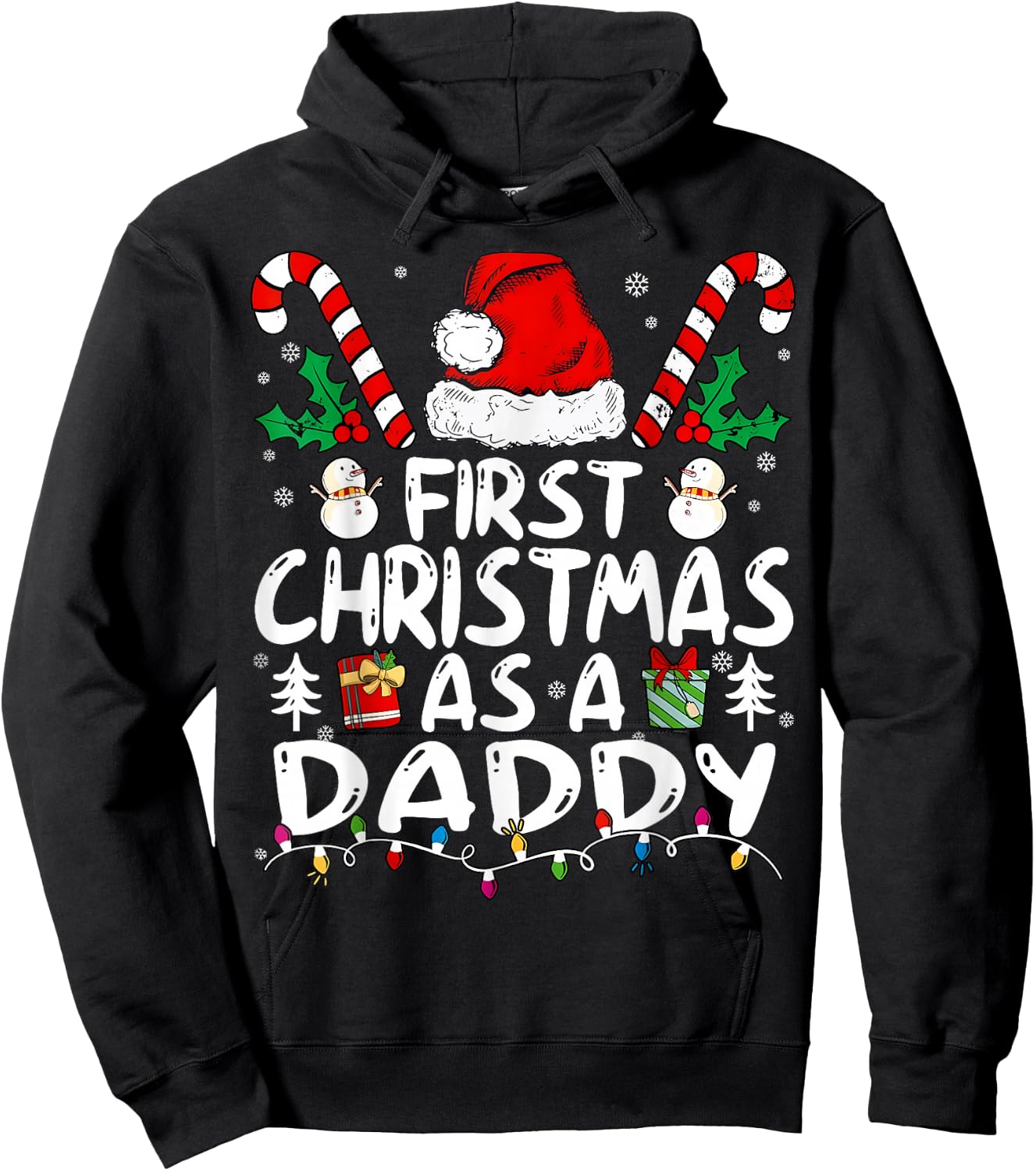 First Christmas As A Daddy New Daddy Hoodie - Hoodie | Black