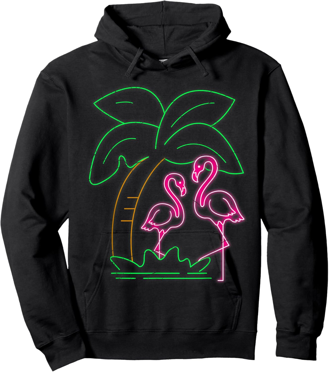 Exotic Bird Flamingos Tropical Animal Palm Tree Flamingo Hoodie - Hoodie | Black