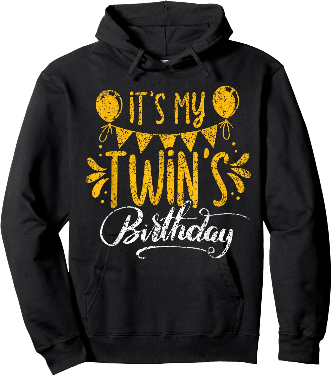 It's My Twin's Birthday Cute Twins Celebrate Twin Hoodie - Hoodie | Black