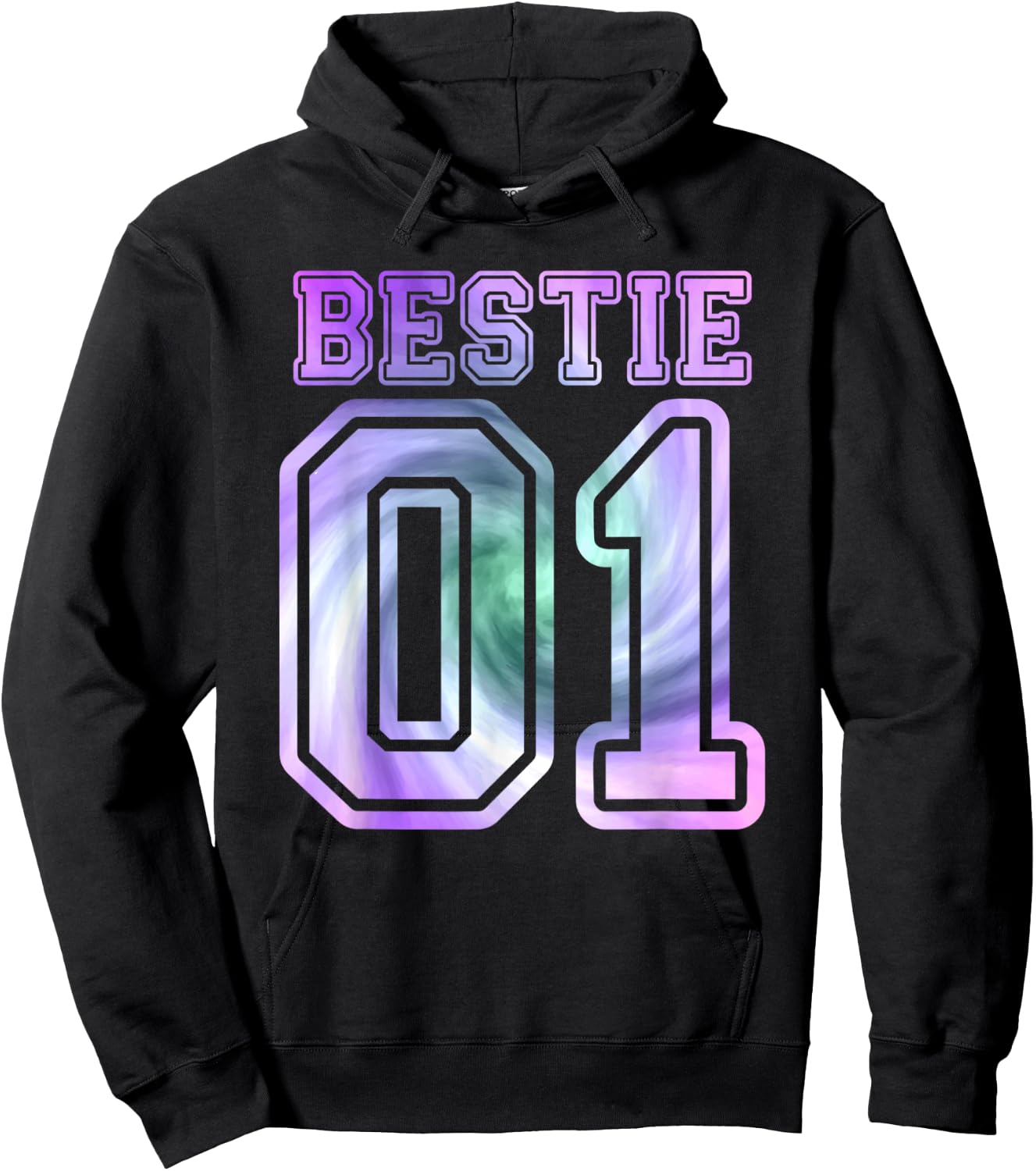 BFF 01 Best Friend Matching Bestie Tie Dye Hoodie - Hoodie | Black