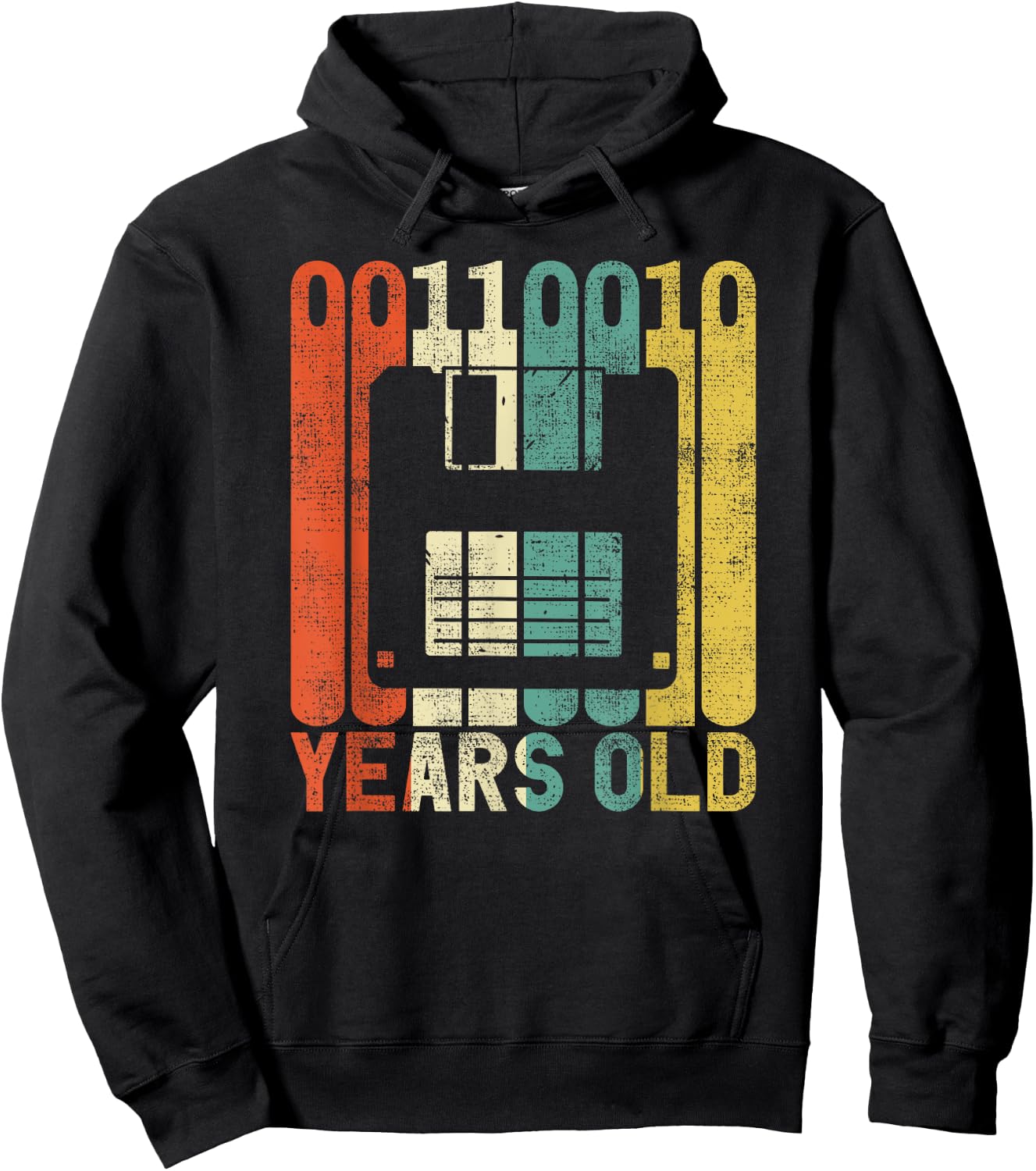 Retro 50th Birthday Nerd Floppy Disk Binary Computer Gift Hoodie - Hoodie | Black