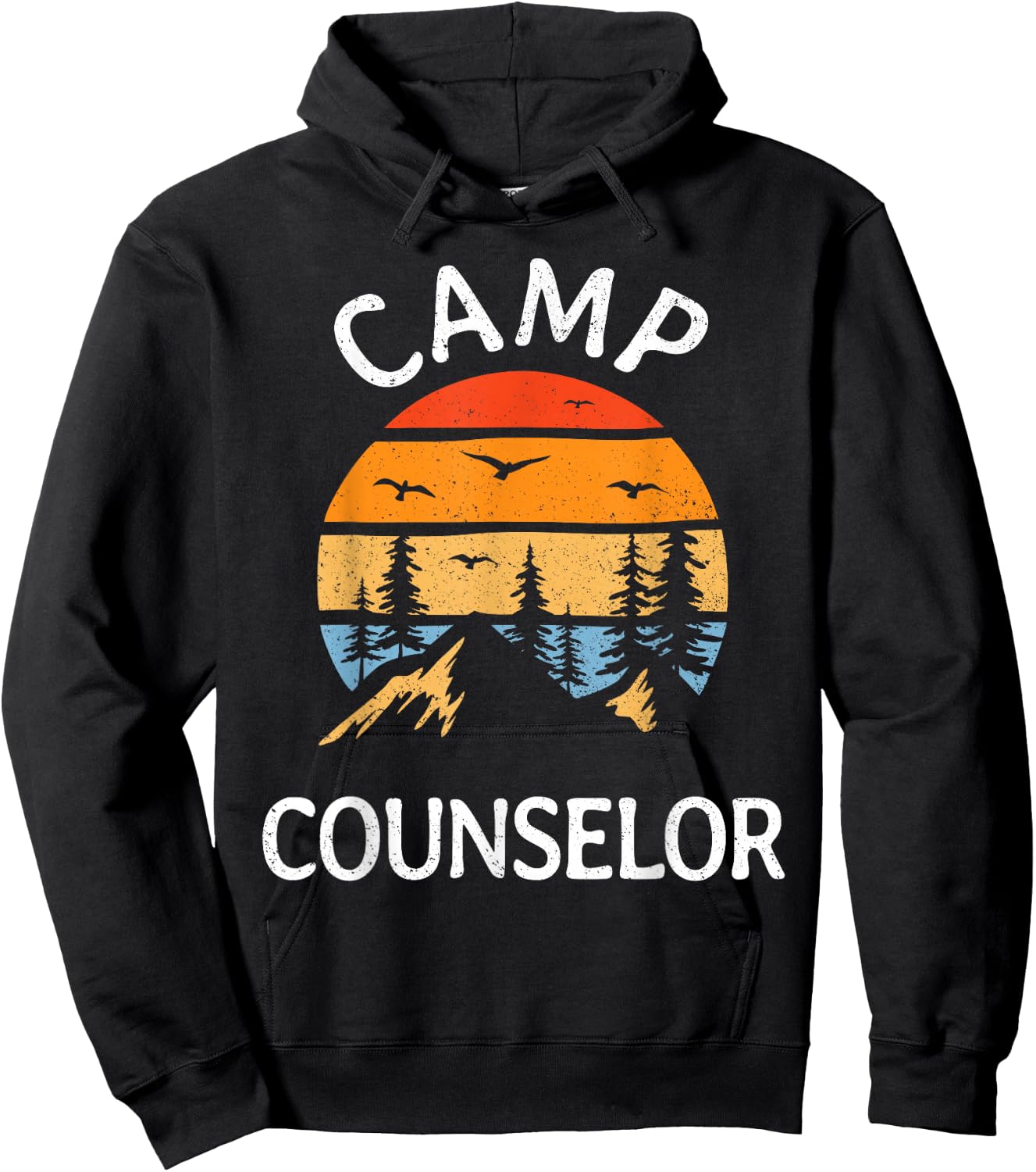 Camp Counselor Retro Summer Director Camper Staff Camping Hoodie - Hoodie | Black