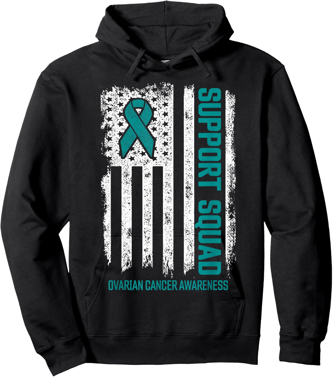 Ovarian Cancer Shirts Support Squad Ovarian Cancer Awareness Hoodie - Hoodie | Black