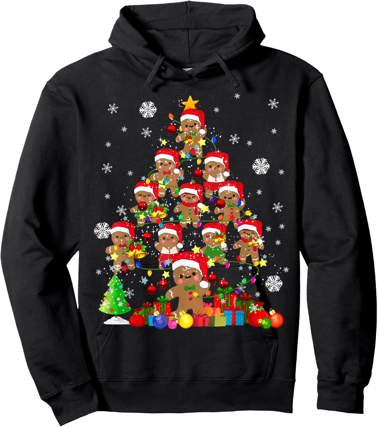 Christmas Tree Gingerbread Christmas Santa Gingerbread Hoodie - Hoodie | Black