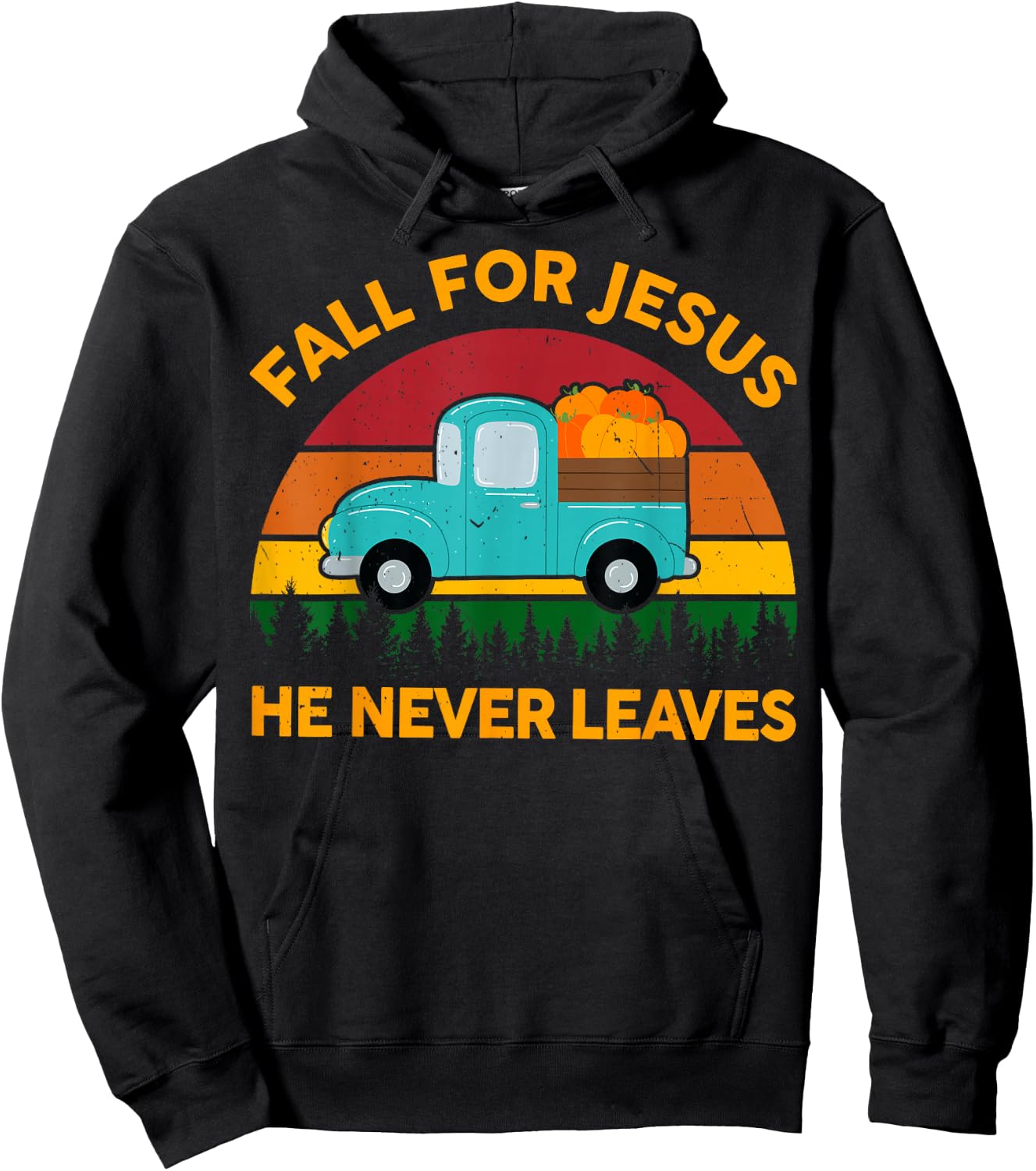 Christian-Shirt Fall for Jesus He Never Leaves Toddler Kids Hoodie - Hoodie | Black