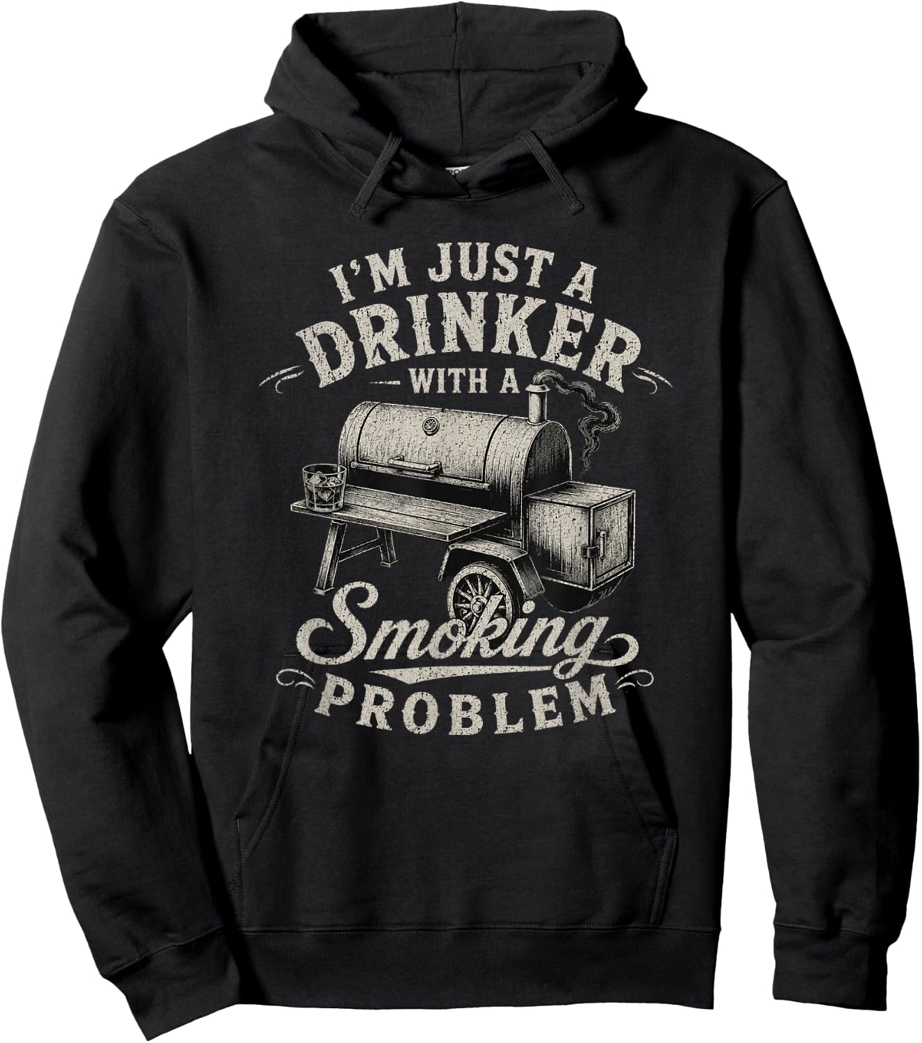 I'm Just A Drinker with A Smoking Problem Grilling BBQ Men Hoodie - Hoodie | Black