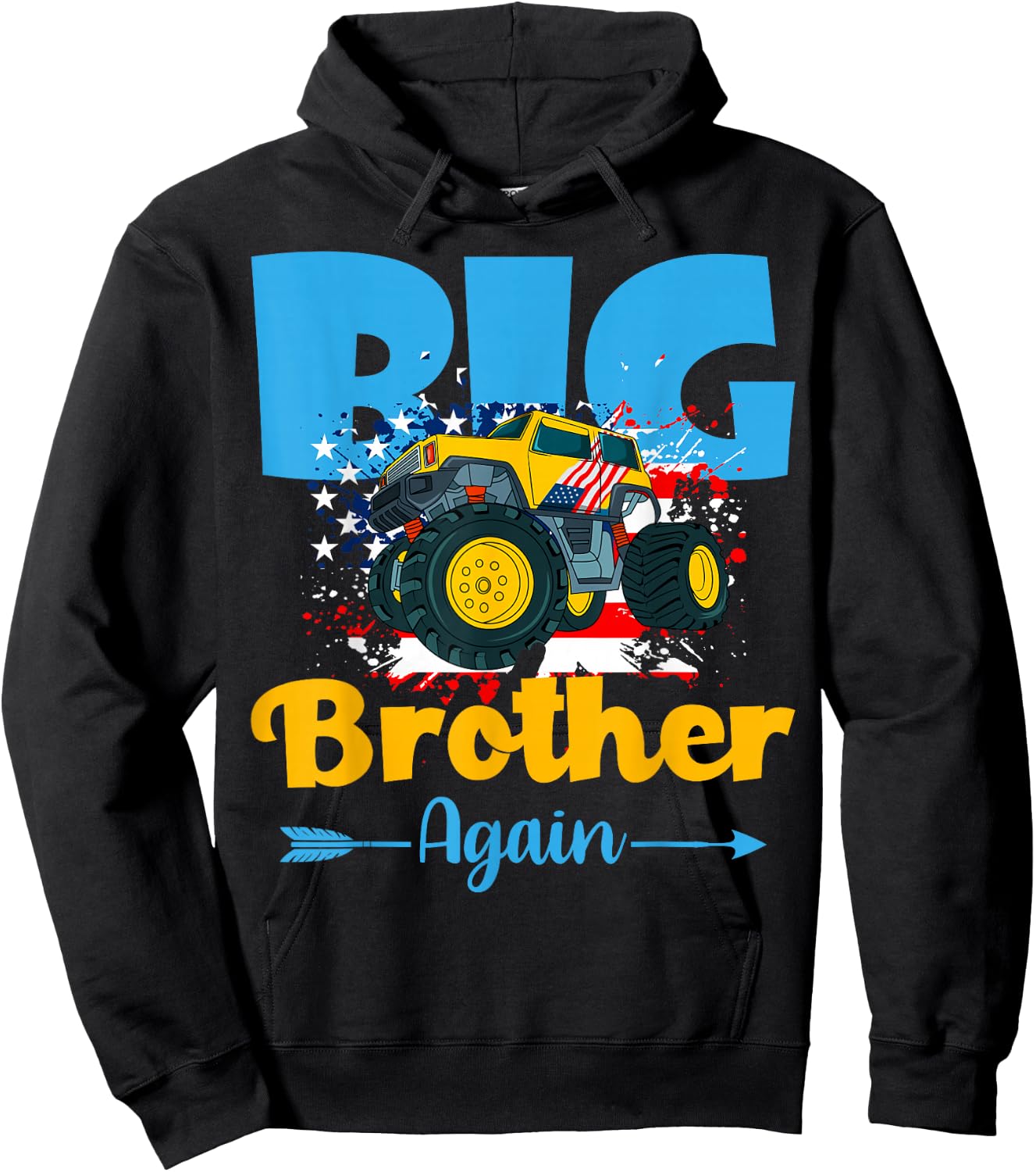 Promoted To Big Brother Again Monster Truck Baby Reveal Hoodie - Hoodie | Black
