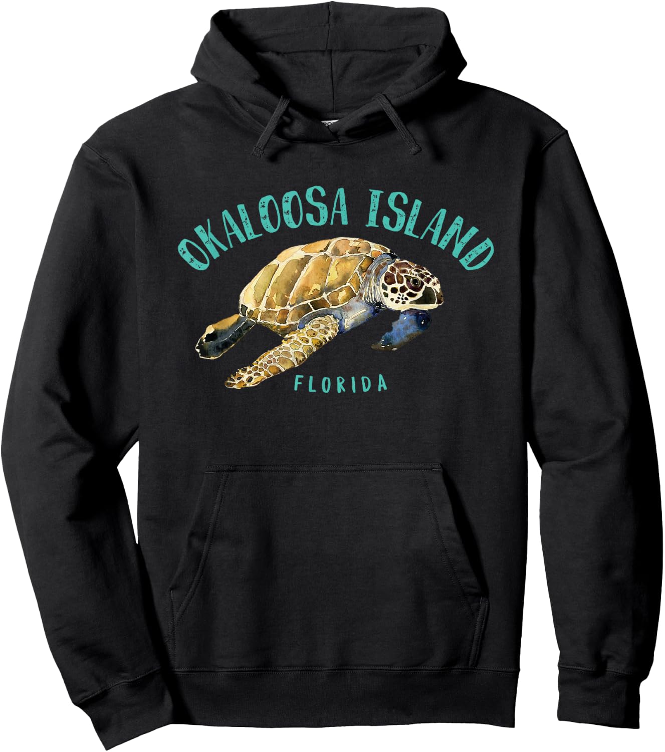 Okaloosa Island Florida Sea Turtle Design Hoodie - Hoodie | Black